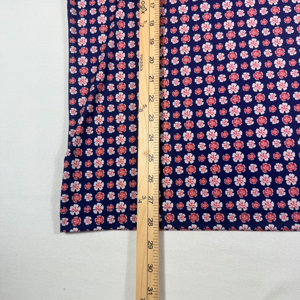 Mizzen + Main Polo Shirt S Navy Blue Floral Short Sleeve Trim Fit Performance - Picture 8 of 11